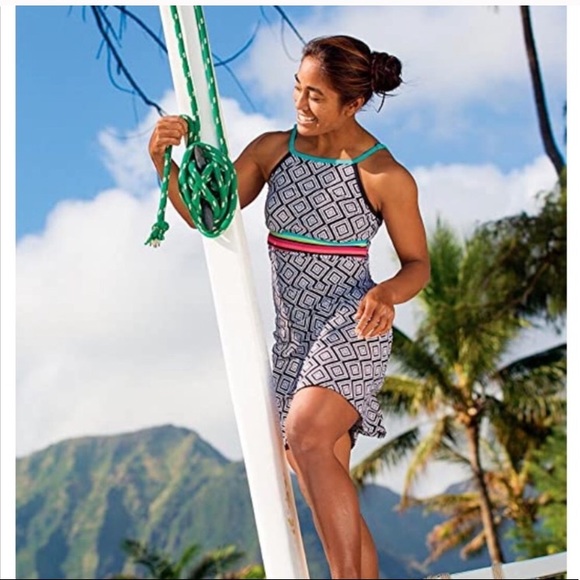 🌵Tile Nine Plunge Swim Dress - Picture 1 of 5